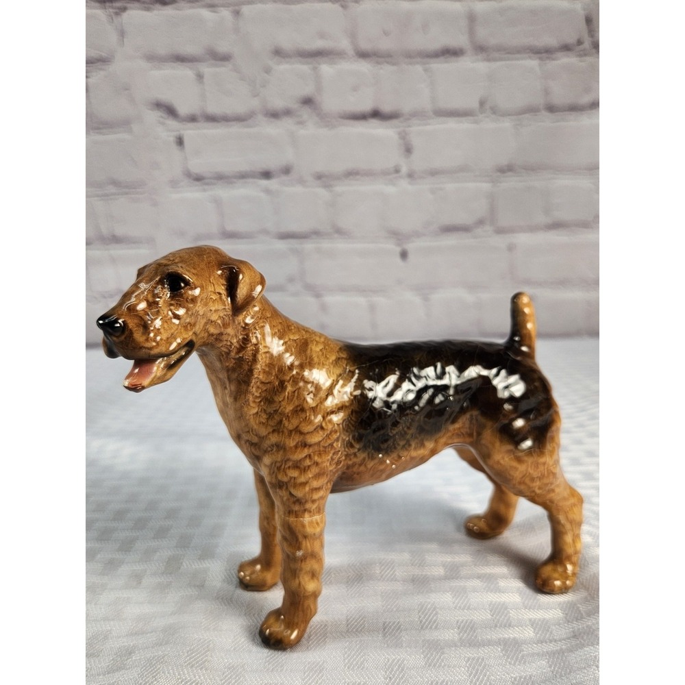 Royal Design by The Morten's Studio "Airedale" Ceramic Dog Figure Marked 1940s